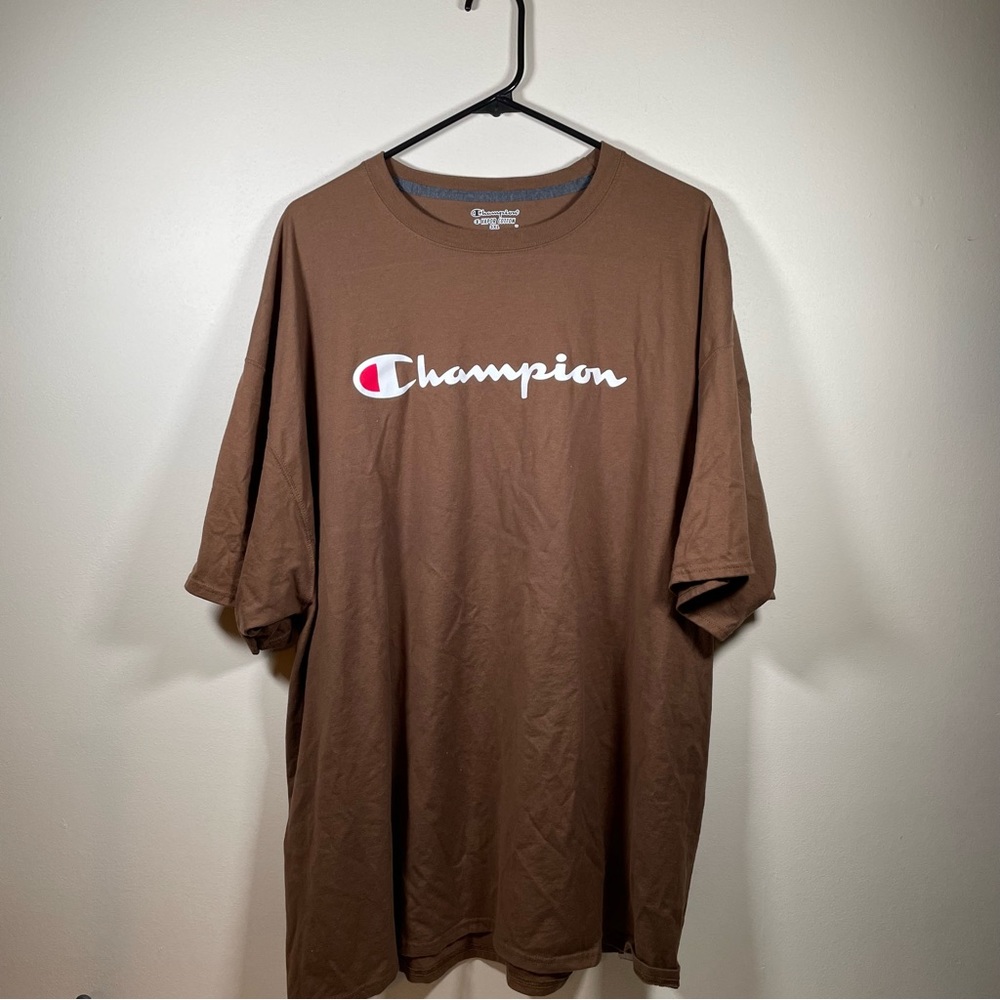 Champion Men's Big & Tall Graphic Brown T-Shirt 3XL Script Logo Vapor Cotton